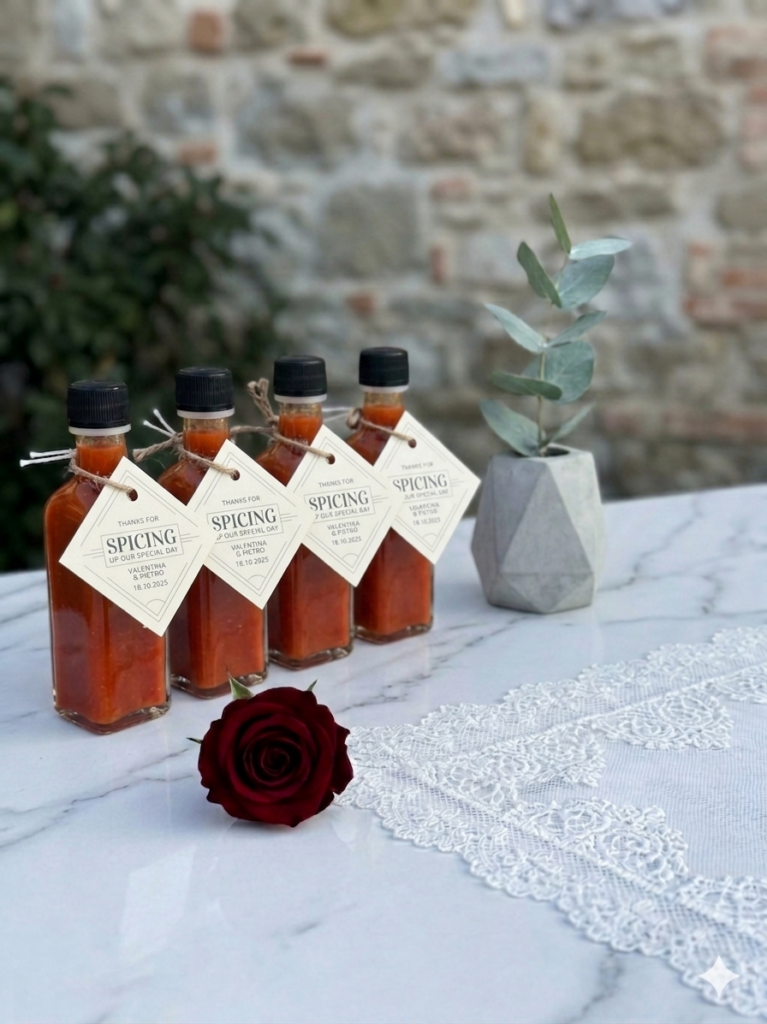 grafica bomboniera matrimonio vintage tabasco